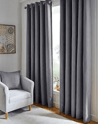 Hugo textured blackout eyelet curtains Grey