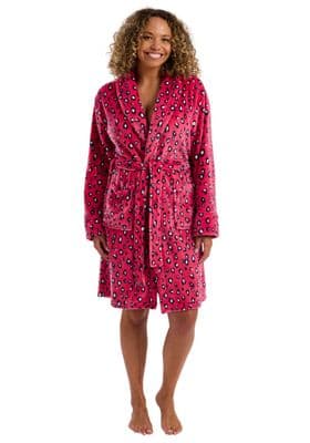Indigo Sky Bright Animal Print Fleece Robe | Cerise IN45812