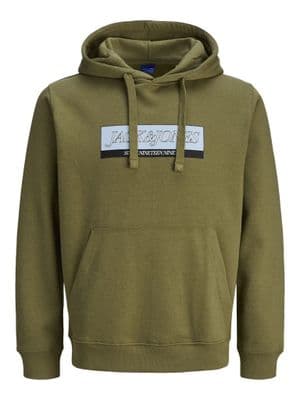 Jack & Janes Inwood Block Branding Sweat Hood | Olive