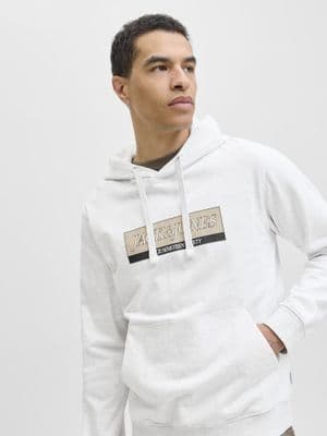 Jack & Janes Inwood Block Branding Sweat Hood | White