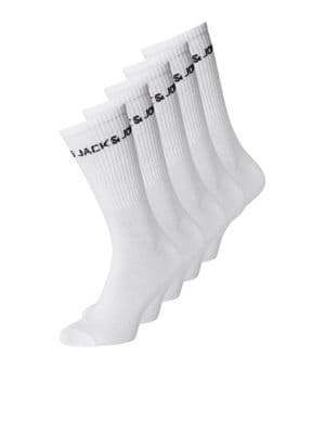 Jack & Jones Basic Logo Tennis Sock 5 Pack|  White