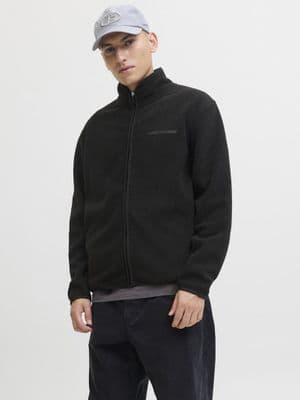 Jack & Jones Fusion Fleece Sweat Zip Top | Black