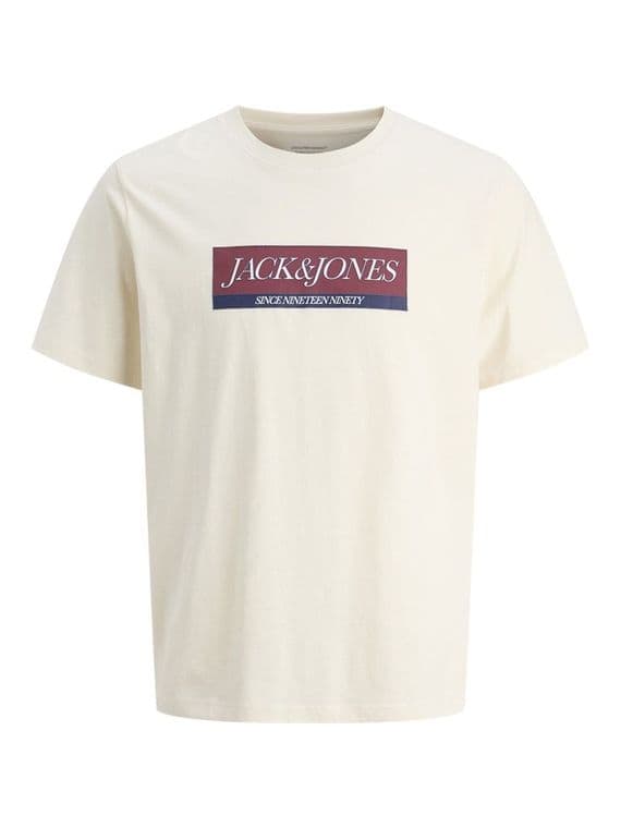 Jack & Jones Inwood Block Brand Tee   |Antique  White