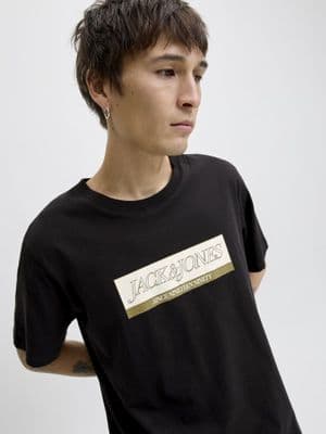 Jack & Jones Inwood Block Branding Tee | Black
