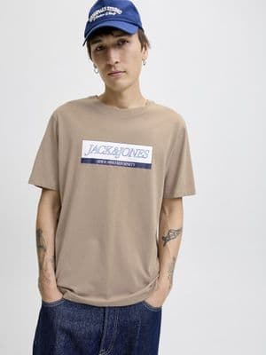 Jack & Jones Inwood Block Branding Tee | Mocha