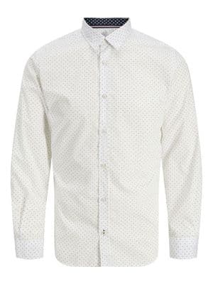 Jack & Jones Matheo Print Detail Shirt | Snow White