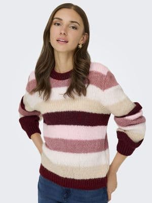 JDY Dinea L/S O-Neck Stripe Pullover | Purple