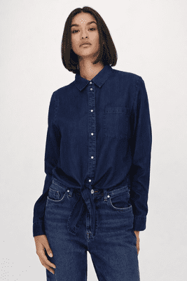 JDY Jasper L/S Knot Shirt   | Dark Blue