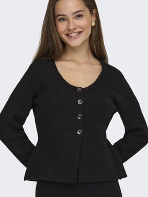 JDY Lea Life L/S Button Cardigan| Black