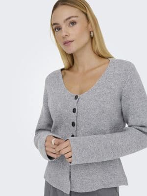 JDY Lea Life L/S Button Cardigan| Grey