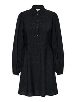 JDY Troya Life L/S Placket Dress | Black /silver