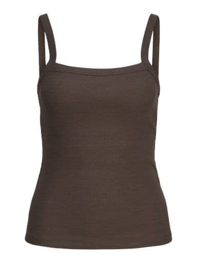 JJXX Fifi Strap Rib Top | Brown