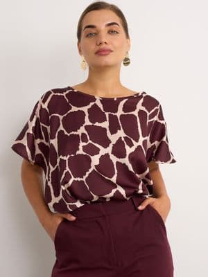Kyla Print Blouse | Wine 7394