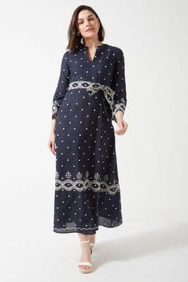 Marc Angelo Maxi Dress  Embroidered | Navy Ma81140