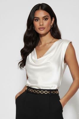 Marc Angelo Satin Top | White 1132
