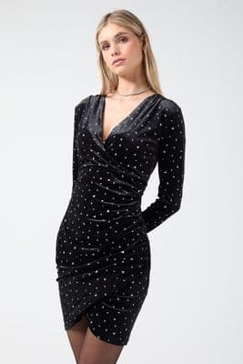 Marc Angelo Velvet Dress | Black MA810443