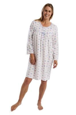 Marlon  Geo Floral Fleece Night Dress | Blue MA45728