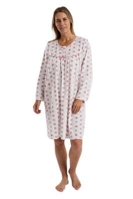 Marlon  Geo Floral Fleece Night Dress | Pink MA45728