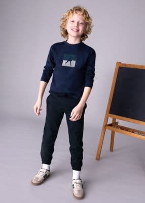 Pantalon Jogger Soft Denim Pour Garçon Mayoral - Noir - Coupe Décontractée - Collection Automne-hiver