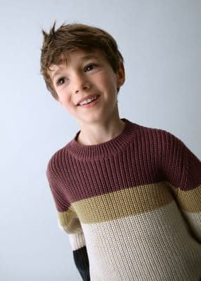 Mayoral Boys Colour Block Jumper  | Plum 4379 AW