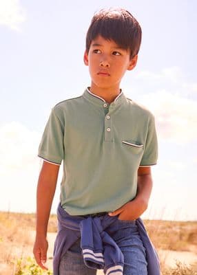 Mayoral Boys Mao Polo Neck Top| Lichen 6163/SS26