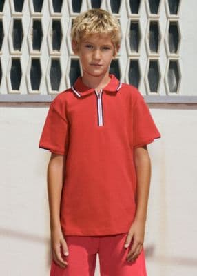 Mayoral Boys  Zip Polo | Tomato 6166/SS26