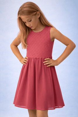 Mayoral Girls Guipur Dress| Coral 6905| SS26