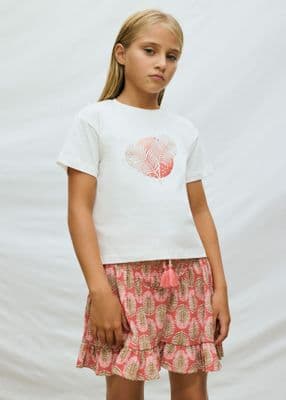 Mayoral Girls Printed Skirt | Coral 6901/SS26