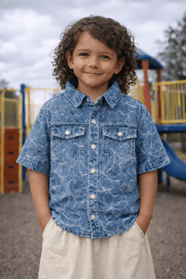 Name it Evelyn Kids 2/4 Denim Shirt | Med Blue