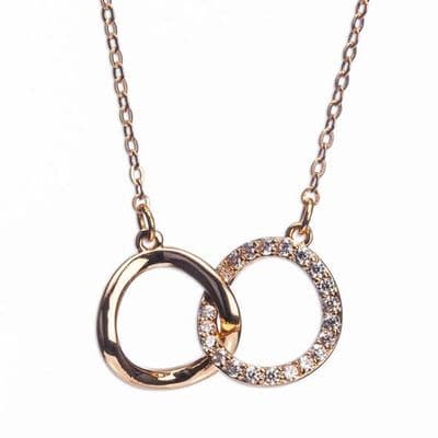Newgrage Interlock Diamante  Rings Necklace | Gold 600045