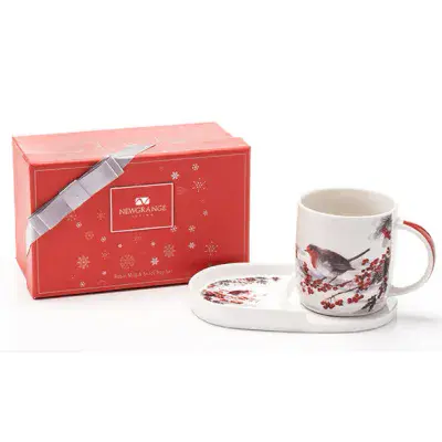 Newgrange Robin Mug & Snack Tray Set |30257R