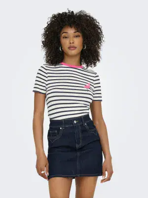 ONLY Heart Life S/S Tee | Flamingo