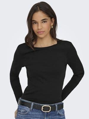 ONLY Ina Life L/S O-Neck Top | Black