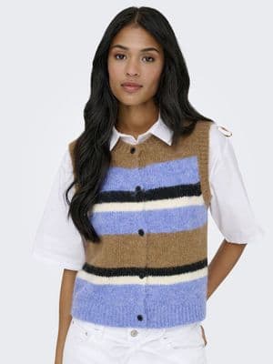 ONLY Kallie SL Button Vest | Light Brown