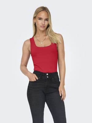 ONLY Lea S/L 2-Ways Fit Top | Red