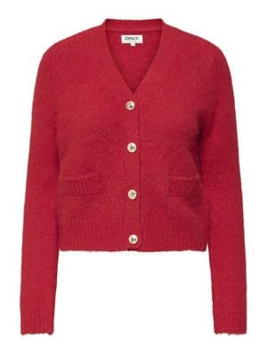 ONLY Maggie Life LS V-Neck Cardigan | Red