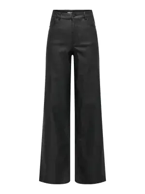 ONLY Mallie HW Wide Coated Pants | Black