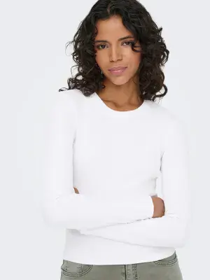 ONLY Val LS O-Neck Top | White