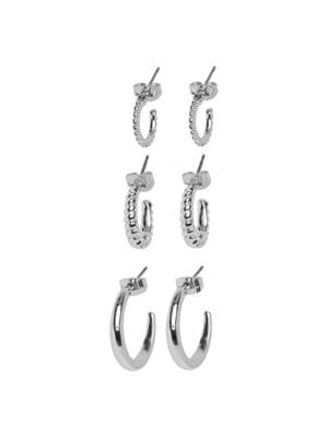 Pieces Fella D 3-Pack Earrings  | Silver