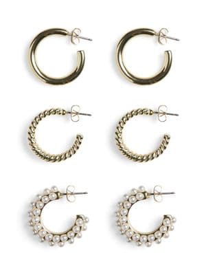 Pieces  Nibbi 3-pack Earrings | Gold
