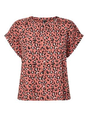 Pieces Vibe O-Neck Top | Apricot