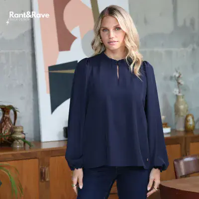 Rant & Rave Fee Blouse | Navy RR42-O32