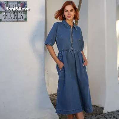 Rant & Rave  Jade Denim Dress  | Med Blue RR43-P41