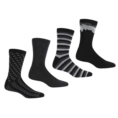 RMH049 Men's 4 Pair Lifestyle Socks Black