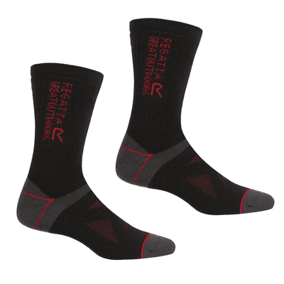 RUH041 Adult's 2 Pair Wool Hiker Socks Black