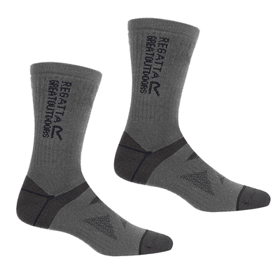 RUH041 Adult's 2 Pair Wool Hiker Socks Grey