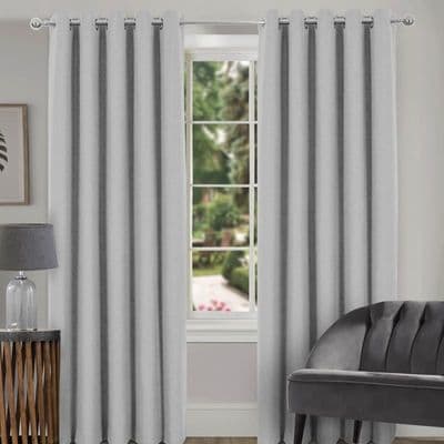 Spencer Plain faux wool blackout eyelet curtain pale grey