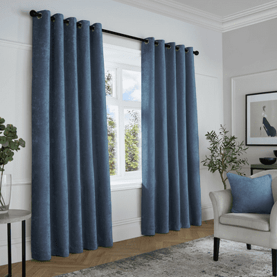 Stematclo Textured Chenille Curtains| Navy