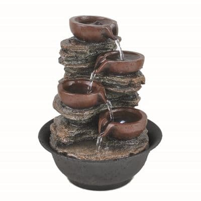 Straits Four Tier Stacked  LED Water Feature 27cm | Earth 31503