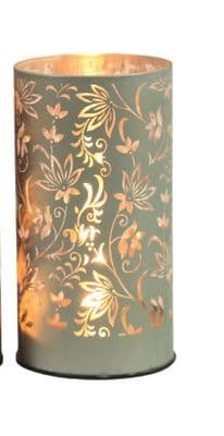 Straits LED Butterfly and Floral Glassware Cylinder 15cm| Mint Green 33584